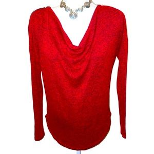 Carmen Marc Valvo Red Scoop Cowl neck Sweater Top Top SZ:S